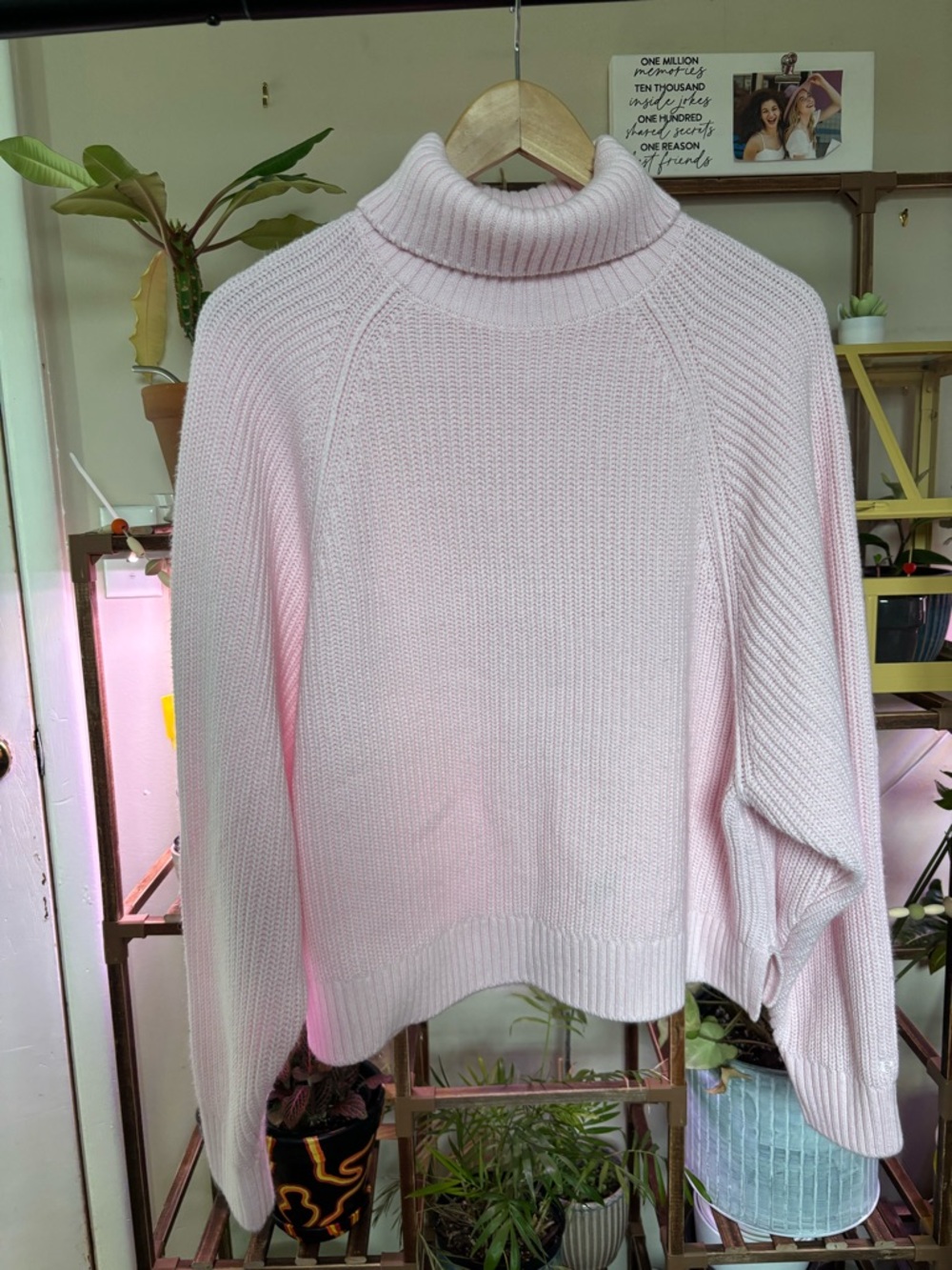 PINK Victoria's Secret Light Pink Ribbed Turtleneck Sweater
